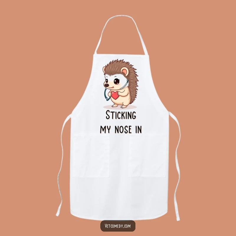 Funny Hedgehog Doctor Apron - Determined Chef Listening To Its Heart - Hilarious Kitchen Gift