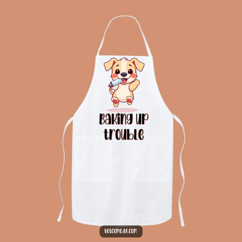 Funny Puppy Thermometer Apron - Playful Chef's Health Check - Hilarious Kitchen Gift