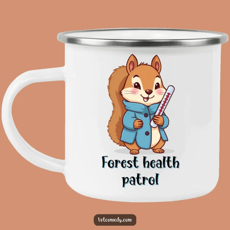 Funny Squirrel Doctor Camping Mug: Determined Blue Coat Squirrel Thermometer, Outdoor Funny Gift