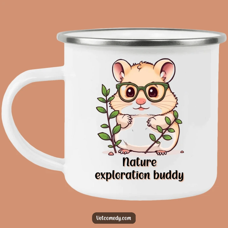 Funny Hamster Scientist Camping Mug: Tiny Glasses Hamster Plant Explorer, Outdoor Funny Gift
