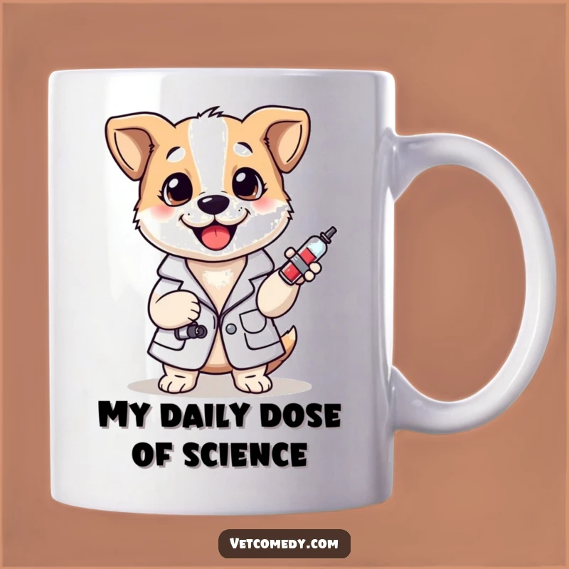 Funny Dog Vet Mug: Cheerful Lab Coat Pup With Syringe, Perfect Funny Gift