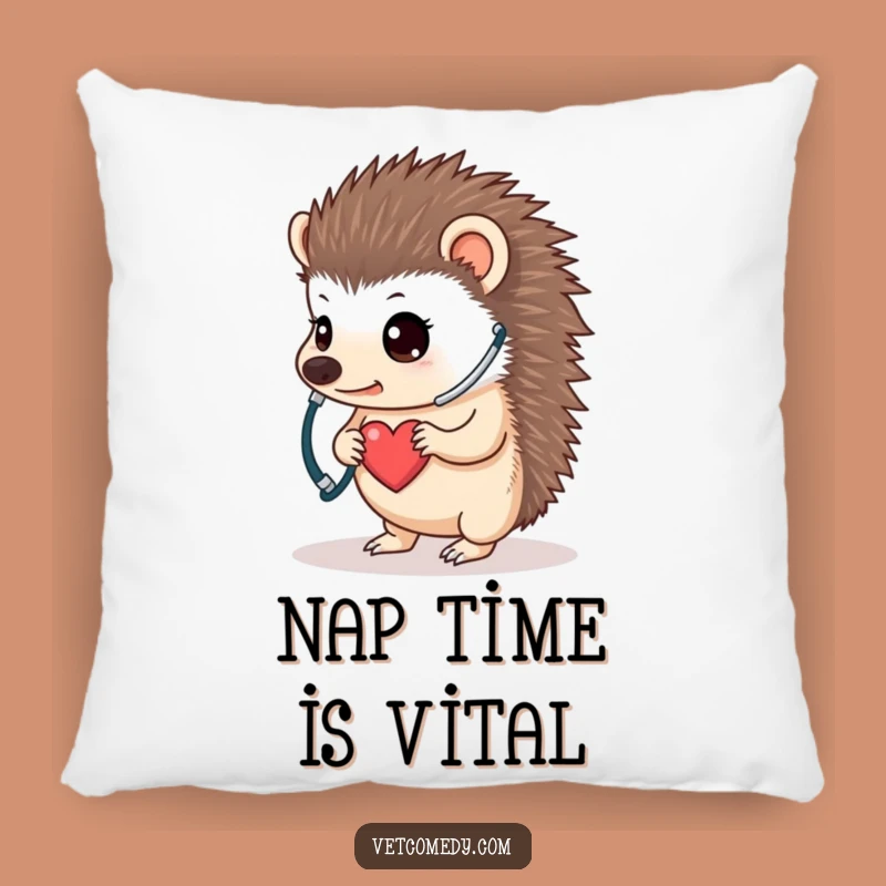 Funny Hedgehog Doctor Pillow - Cuddly & Determined Hero Listening To Its Heart - Cute Home Decor Gift