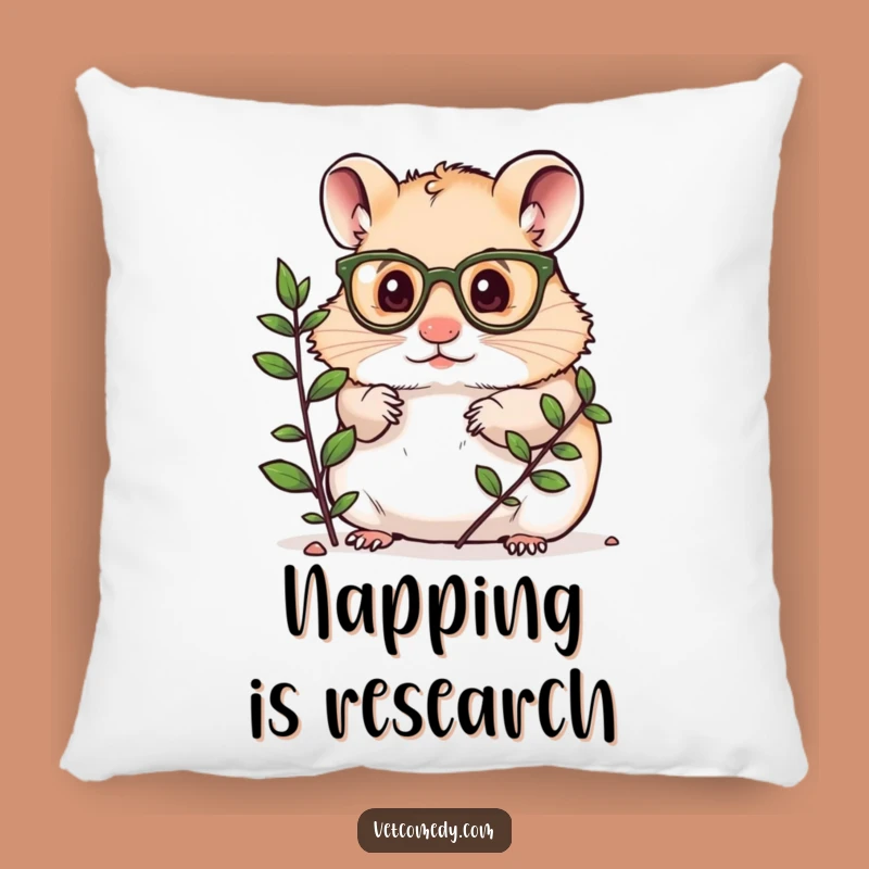 Funny Hamster Scientist Pillow: Tiny Glasses Hamster Plant Explorer Cushion, Cute Funny Gift