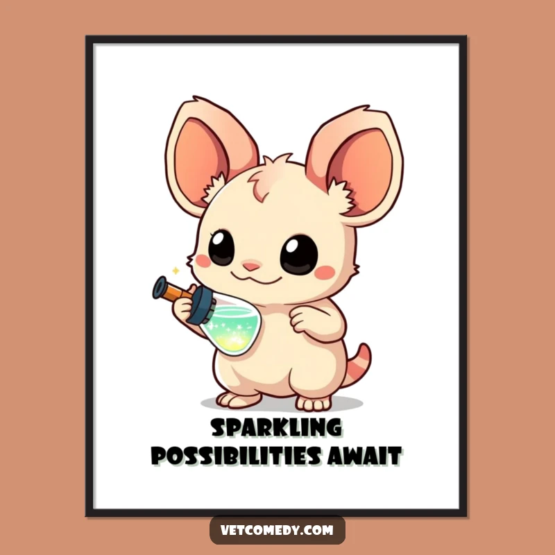 Funny Curious Creature Digital Art: Whimsical Syringe Print for Quirky Walls