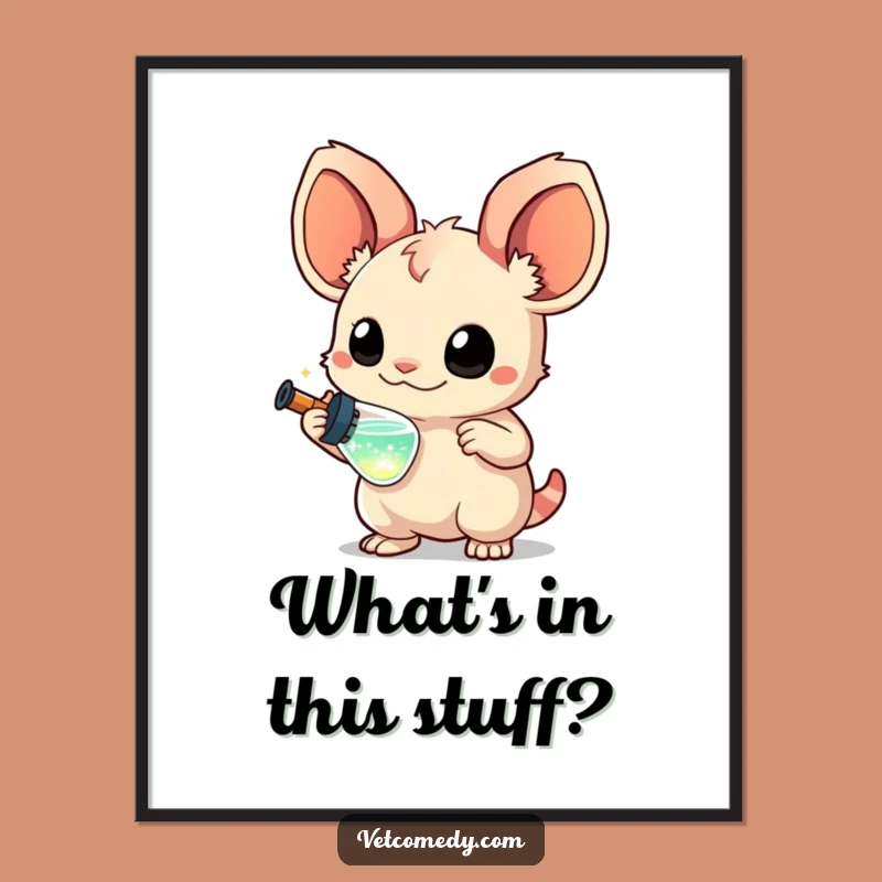 Funny Curious Creature Poster: Whimsical Syringe Wall Art for Quirky Spaces