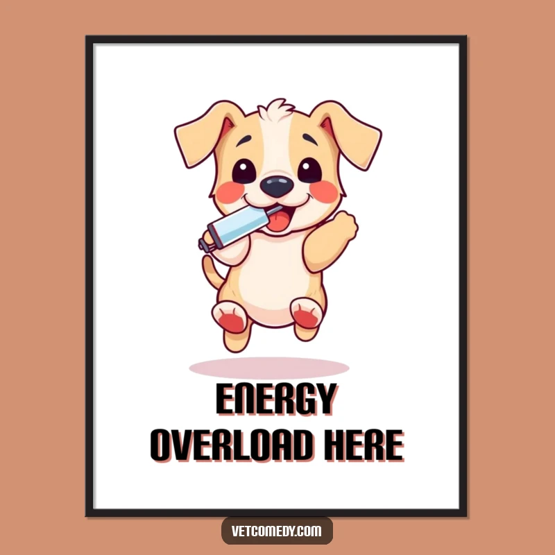 Funny Puppy Thermometer Poster - Playful Pup's Health Check - Whimsical Wall Art Gift