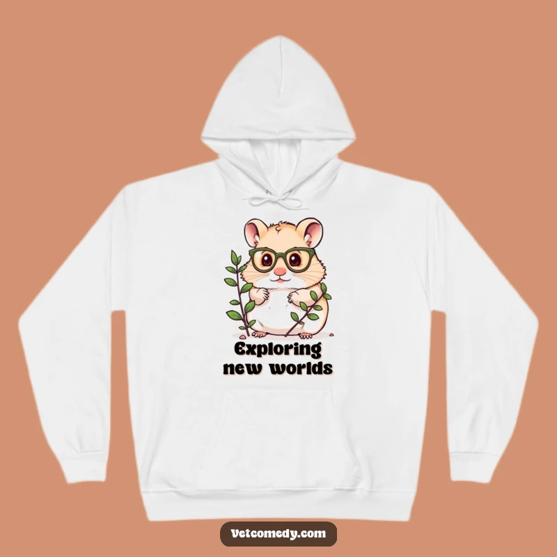 Funny Hamster Scientist Hoodie: Tiny Glasses Hamster Plant Explorer, Great Funny Gift