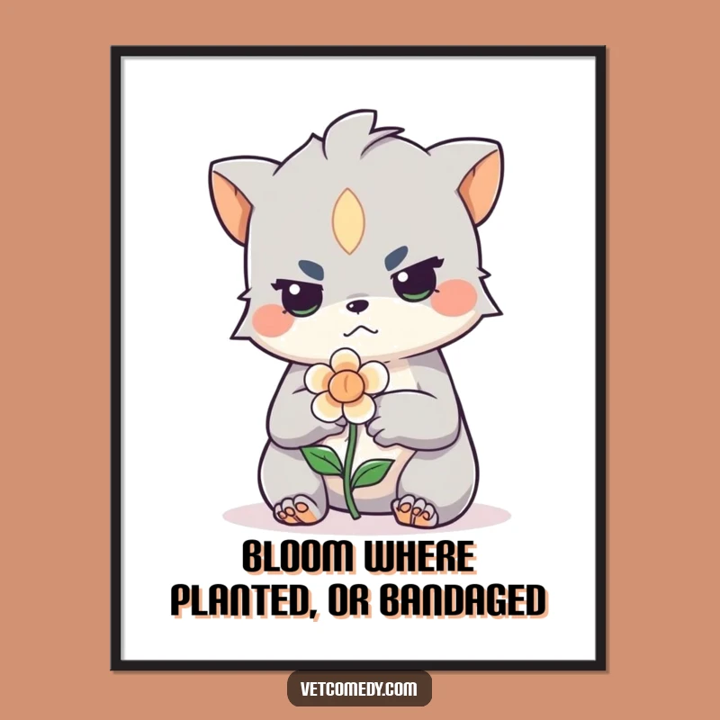 Free Printable Wall Art: Determined Creature Healing Flower - Funny Downloadable Decor