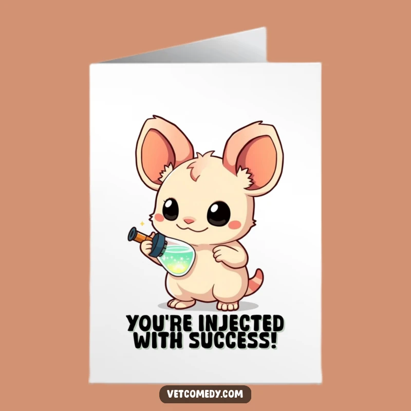 Free Printable Congrats Card: Curious Syringe Creature's Sparkling Celebration Downloadable Gift