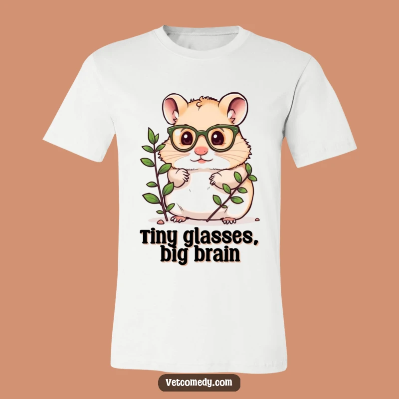 Funny Hamster Scientist T-Shirt: Tiny Glasses Hamster Plant Explorer Tee, Funny Gift