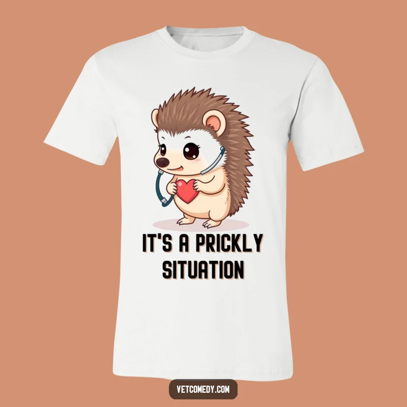 Funny Hedgehog Doctor T-Shirt - Determined Animal Listening To Its Heart - Hilarious Vet Gift Tee