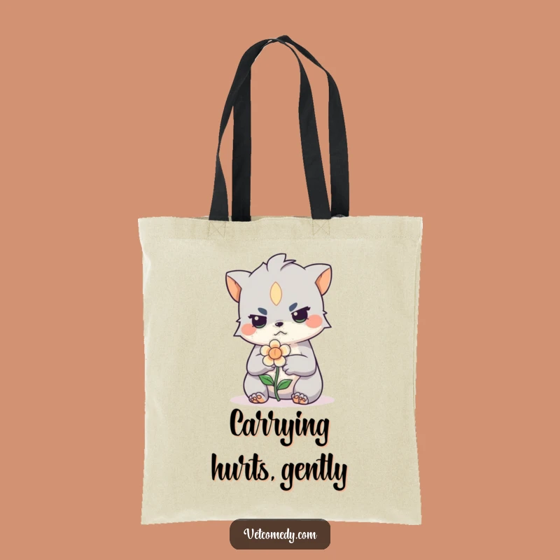 Funny Creature Bandaging Flower Tote Bag: Eco-Friendly & Hilarious Carry-All Gift!