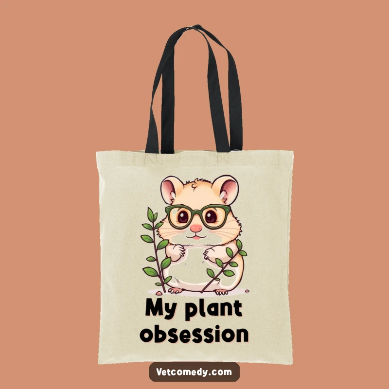Funny Hamster Scientist Tote Bag: Tiny Glasses Hamster Plant Explorer, Ideal Funny Gift