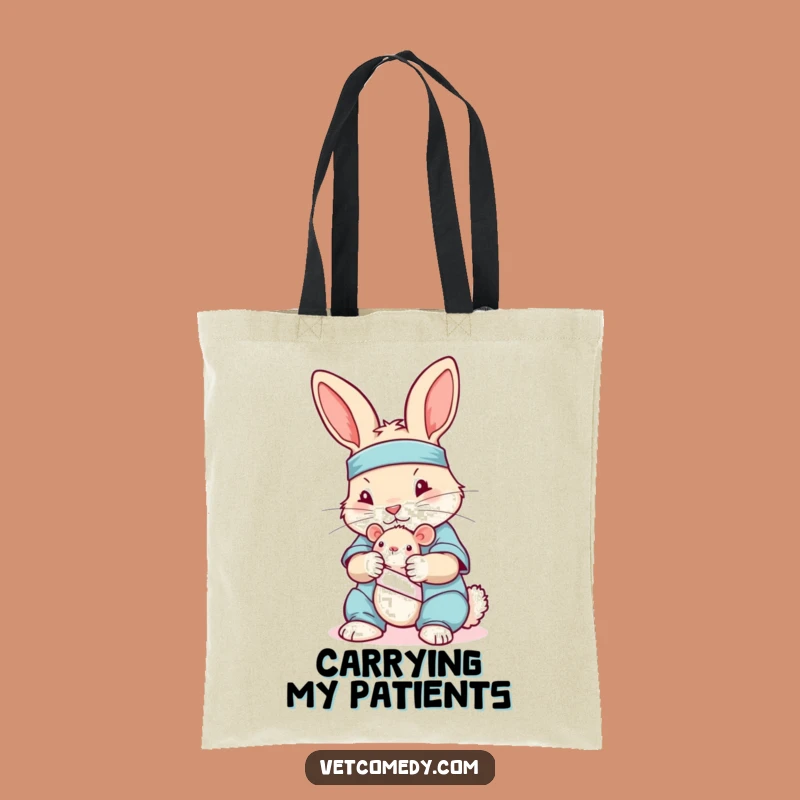 Funny Rabbit Nurse Tote Bag: Playful Scrubs Bunny Toy Mouse Medic, Ideal Funny Gift